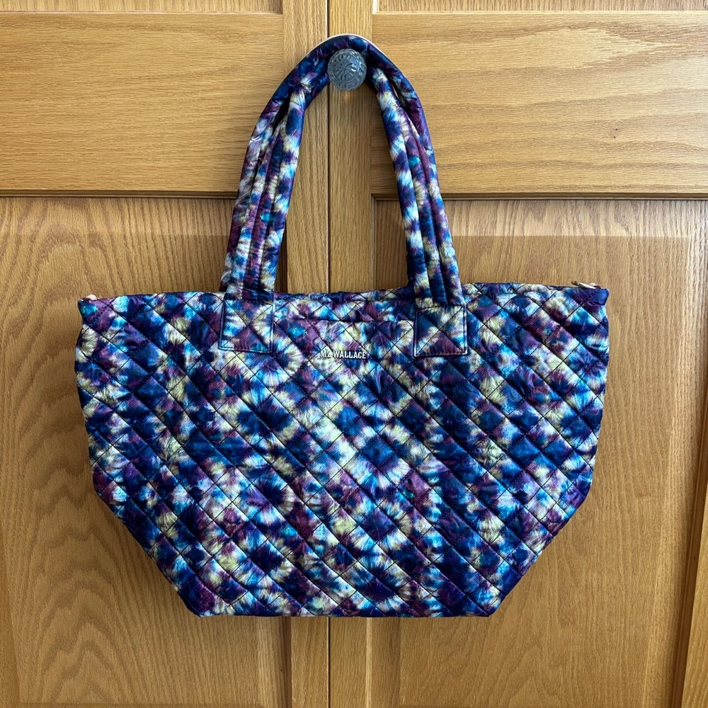 MZ Wallace Quilted Tote in Blue, Purple, White Tie-Dye